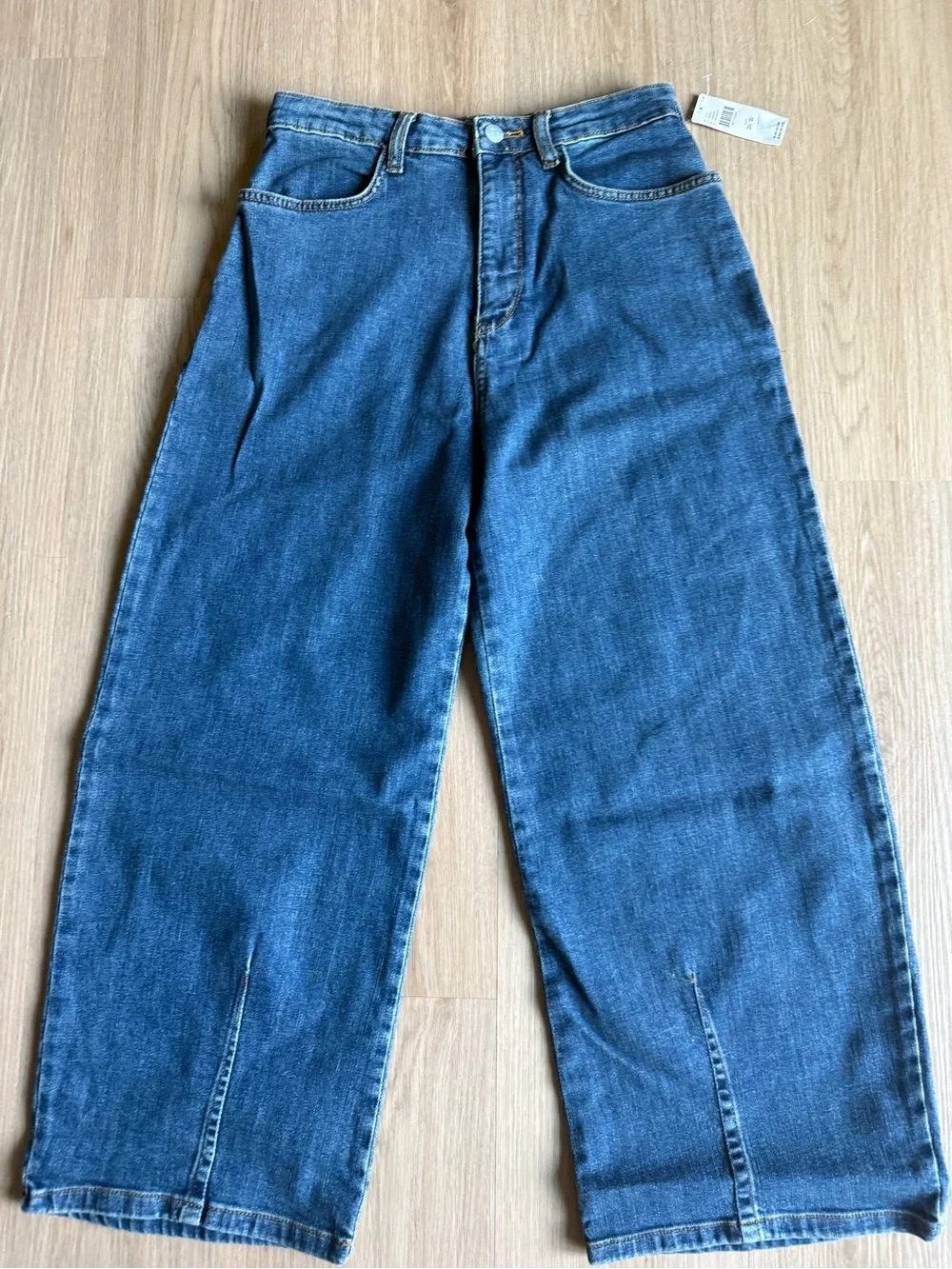 ANTHROPOLOGIE PILCRO LENI CURVED BARREL JEANS PANTS BLUE DENIM 26 NEW
